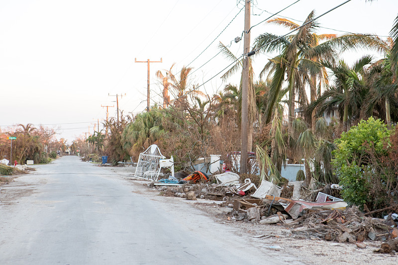 飓风,居住区,钥匙,街道,被连根拔出,自然灾害,佛罗里达群岛,损失,暴风雨,努力