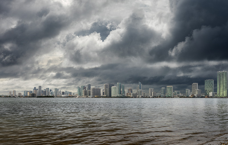 暴风雨,迈阿密,水,水平画幅,云,无人,海港,比斯坎湾海湾,户外,戏剧性的天空