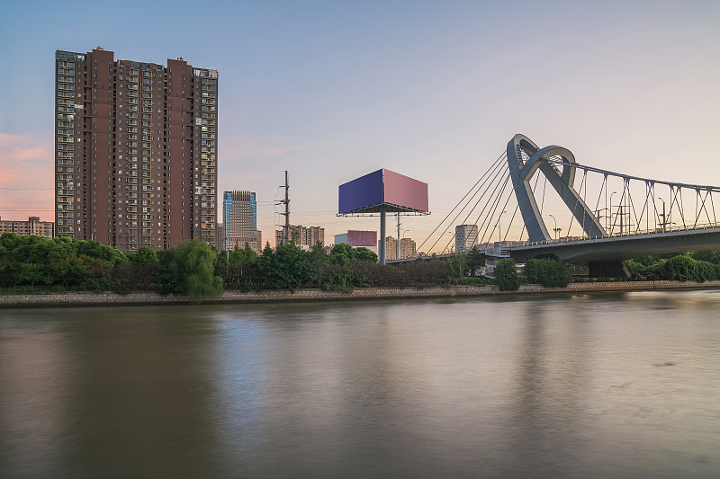 吊桥,钢缆,苏州,水,天空,江苏省,水平画幅,银行,无人,户外