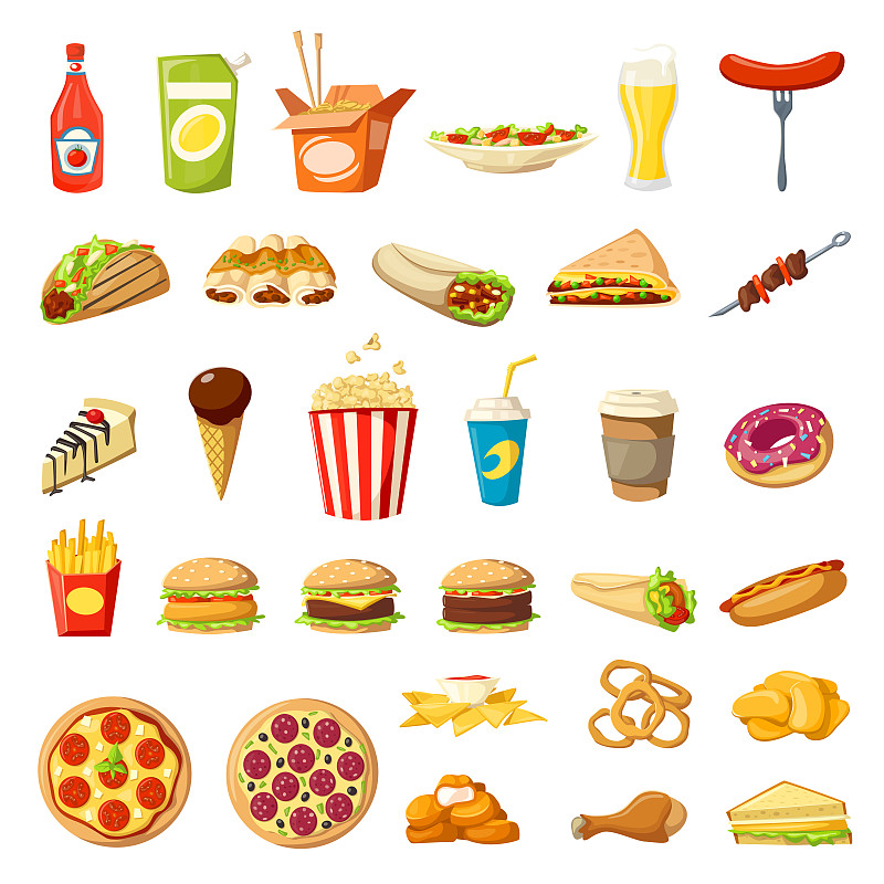 矢量,汉堡包,快餐,三明治,计算机图标,分离着色,冰淇淋,绘画插图,奶昔,饮料