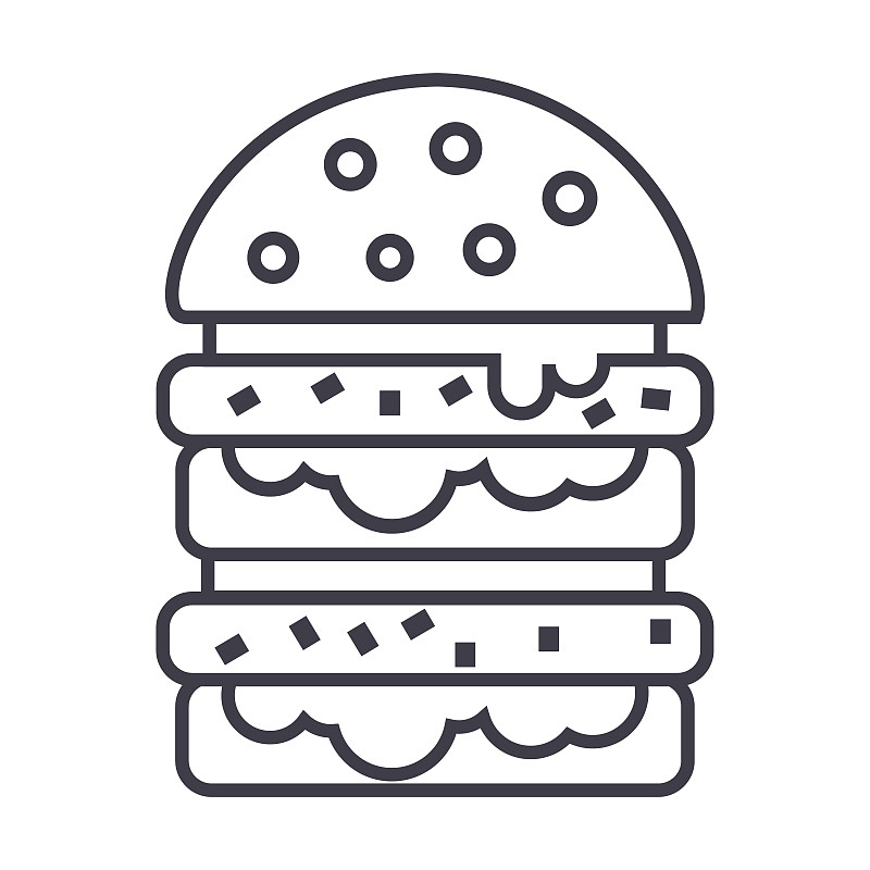 绘画插图,牛肉汉堡,矢量,汉堡包,标志,线图标,背景,炖牛肉,商务餐,计算机制图