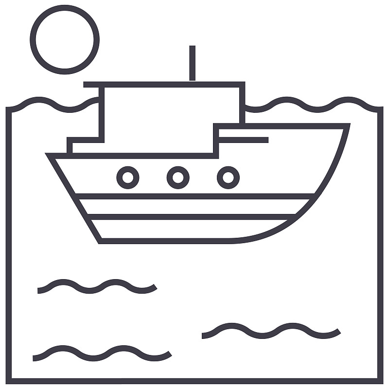 绘画插图,矢量,海洋,标志,船,线图标,背景,水,帆船比赛,旅行者