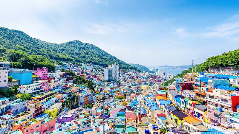 韩国,釜山,乡村,传统,美,艺术,水平画幅,旅行者,都市风景,著名景点