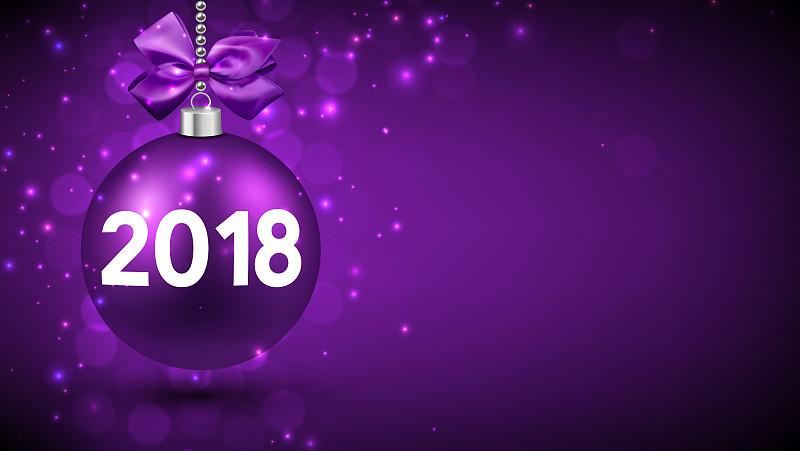 新年前夕,2018,紫色,背景,新的,艺术,水平画幅,无人,蝴蝶结