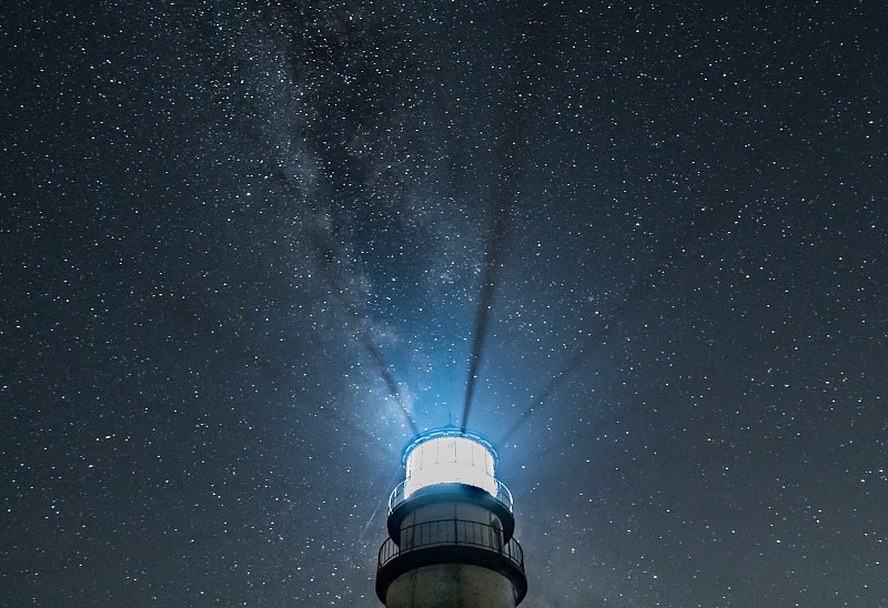 星系,夜晚,灯塔楼,银河系,阳光光束,天空,美,留白,特罗,特鲁罗