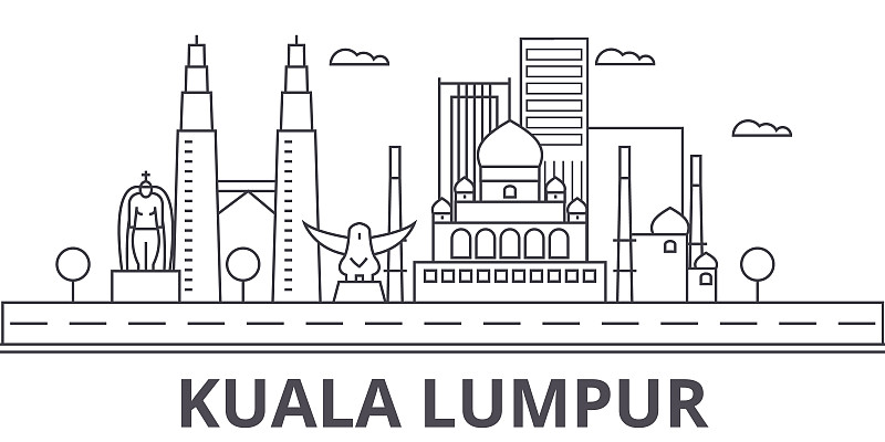 绘画插图,马来西亚,都市风景,名声,著名景点,矢量,地形,建筑,城市天际线,城市