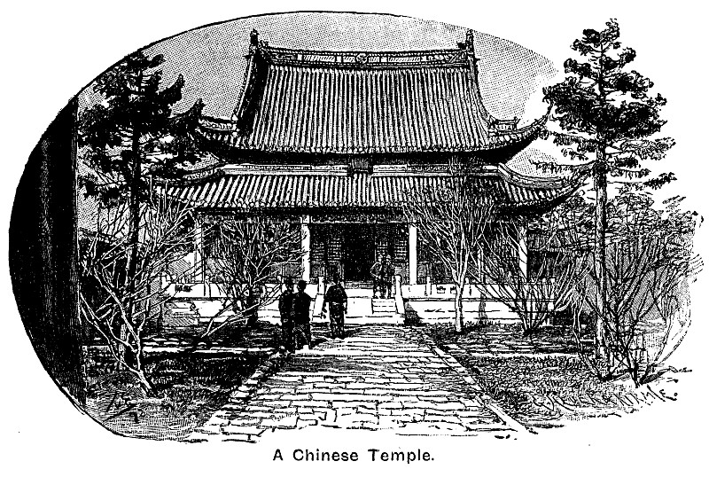 19世纪风格,寺庙,园林,边框,绘画插图,代表,艺术标题,1893,文章