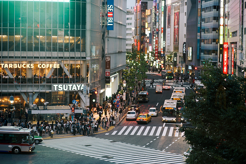 街道,日本,人,群众,白昼,运动模糊,迅速,涉谷区,零售店,步行