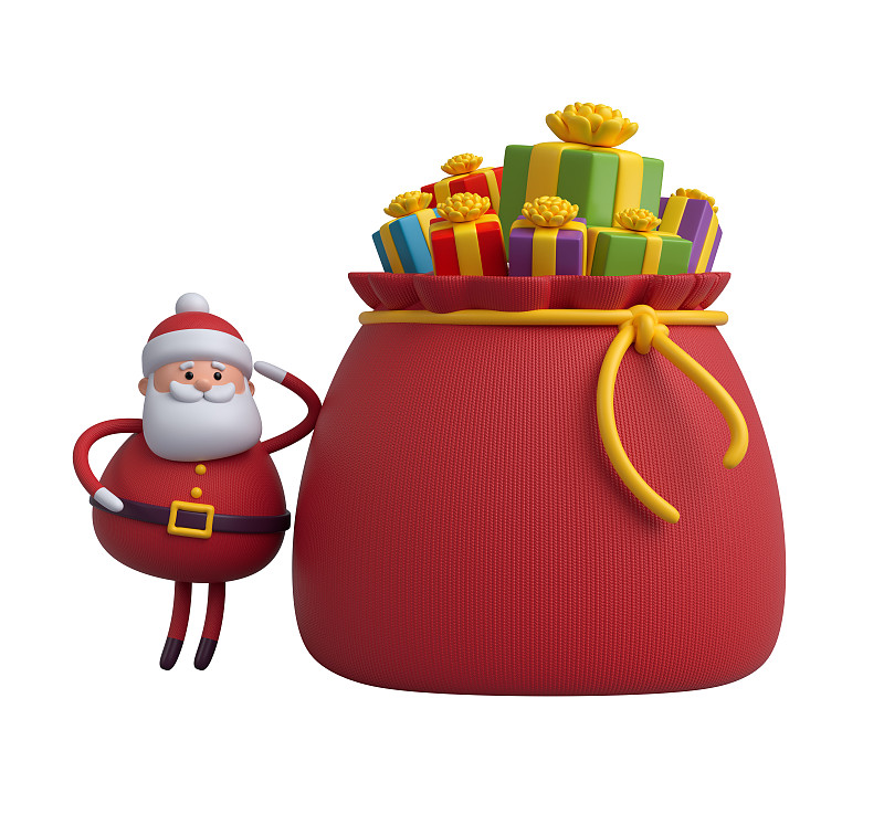 圣诞老人,三维图形,分离着色,玩具,数码图形,动画片,白色背景,包装纸,包