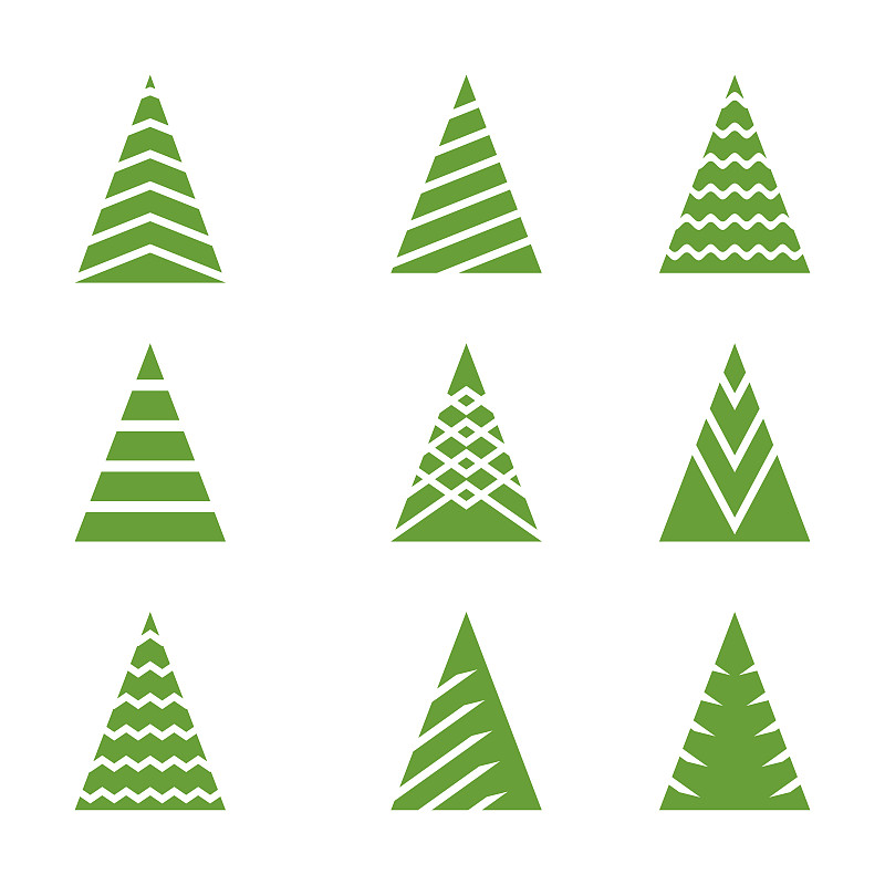 圣诞树,图标集,绿色,球,贺卡,艺术,雪,绘画插图,符号