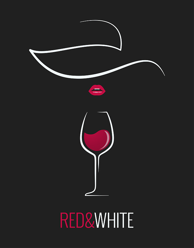 白色,概念,葡萄酒杯,背景,红色,垂直画幅,葡萄酒,绘画插图,古典式,含酒精饮料