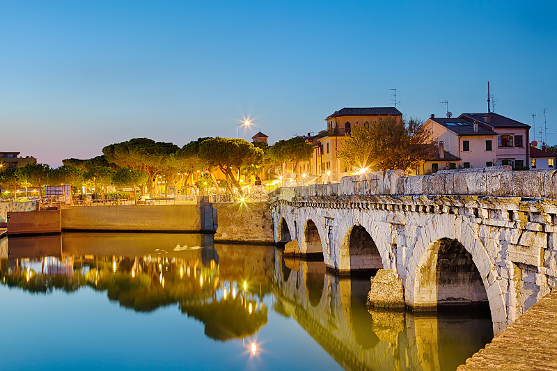 rimini,河流,桥,罗马风格,意大利,在上面,纪念碑,水,天空,美