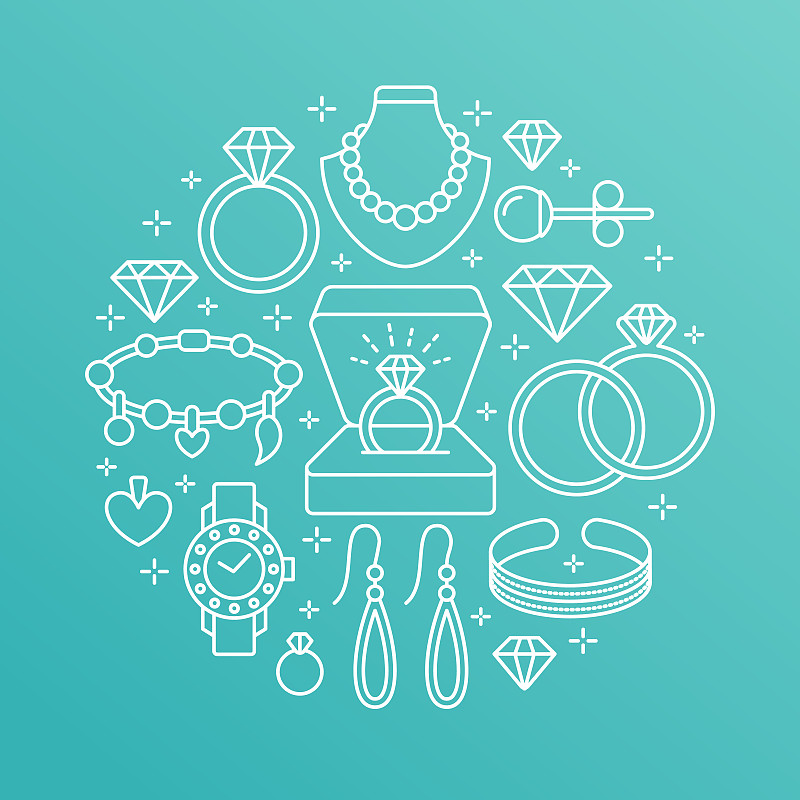 模板,钻石,圆形,商店,矢量,宝石,订婚戒指,个人随身用品,项链,绘画插图