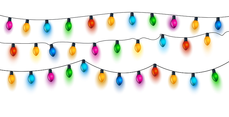 圣诞小彩灯,电灯泡,白色,水平画幅,无人,绘画插图,传统,圣诞树,灯,圣诞装饰物
