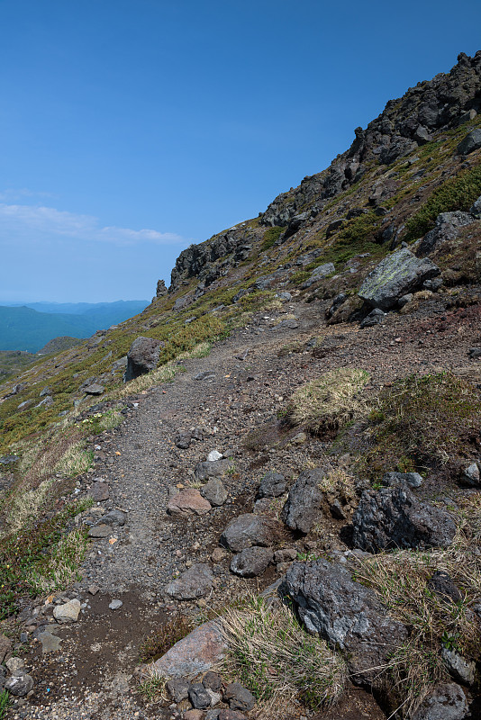 大雪山国家公园,小路,岩石,徒步旅行,山脉,在上面,北海道,火山喷口,火山地形,垂直画幅