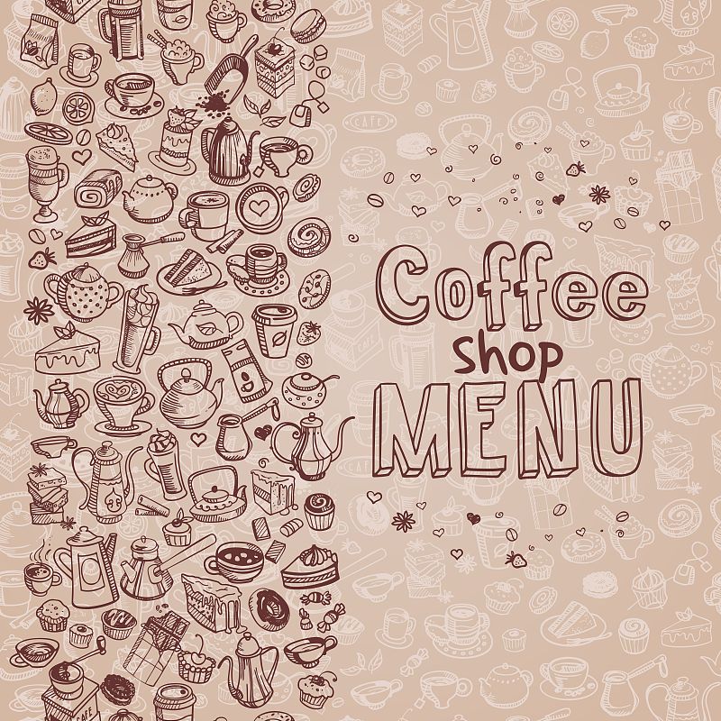 咖啡,动物手,背景,艺术,咖啡店,芳香的,绘画插图,符号,奶油,蛋糕