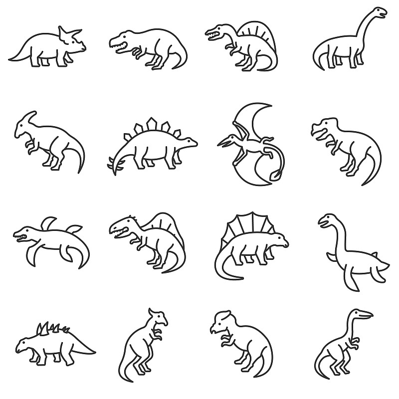 恐龙,计算机图标,线条,无人,力克斯兔,绘画插图,符号,蜥蜴,性格,组物体