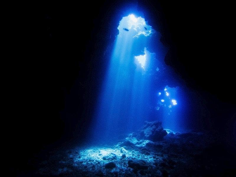 水下,光,熔岩,洞穴,闪亮的,水平画幅,水肺潜水,无人,鱼类