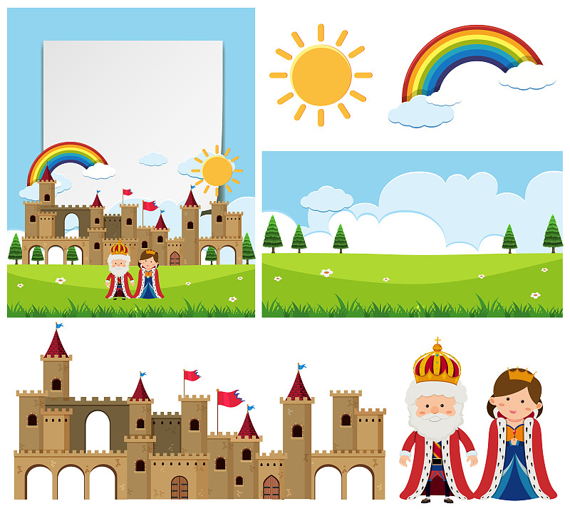 模板,背景聚焦,皇后伞树,宫殿,城堡,美,艺术,水平画幅,消息,绘画插图