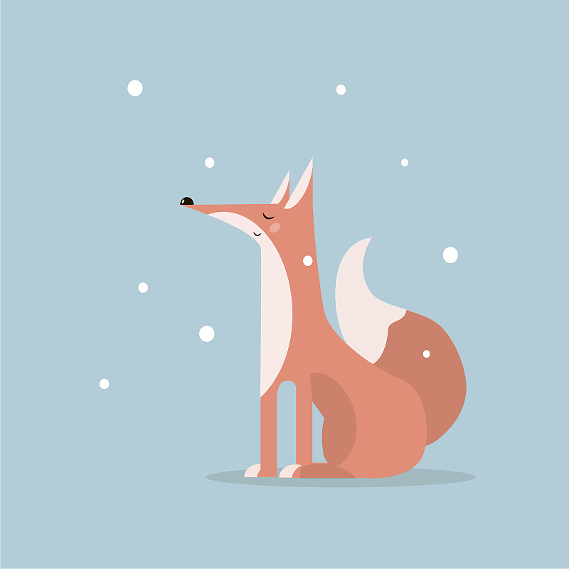 狐狸,新年前夕,矢量,痕迹,扫雪车,贺卡,寒冷,野生动物,圣诞卡