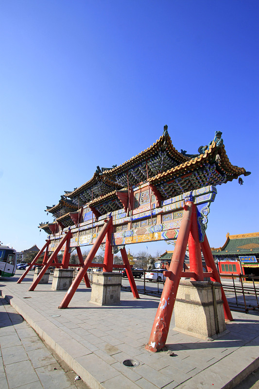 纪念物,内蒙古自治区,呼和浩特,拱门,喇麻庙,景观设计,席力图召,2015年,二月,瓷器