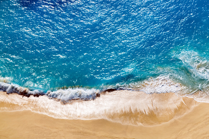 沙子,海滩,海洋,蓝色,航拍视角,鸡尾酒,水,留白,高视角,夏天