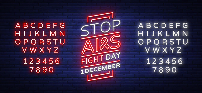 世界艾滋病日,矢量,机敏,霓虹灯,高雅,光亮,一个物体,字母,设计