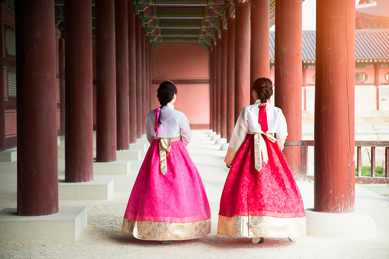 韩服,韩国,景福宫,首尔,朝鲜半岛,女人,衣服,宫殿,亚洲,步行