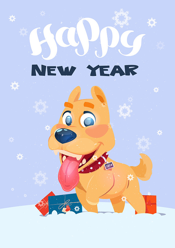 狗,背景,礼物,在上面,新年前夕,雪花,垂直画幅,贺卡,新的