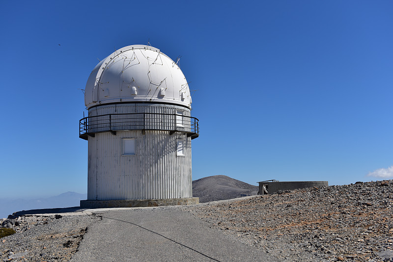 天文台,天空,留白,克里特岛,水平画幅,无人,科学,户外,现代,希腊