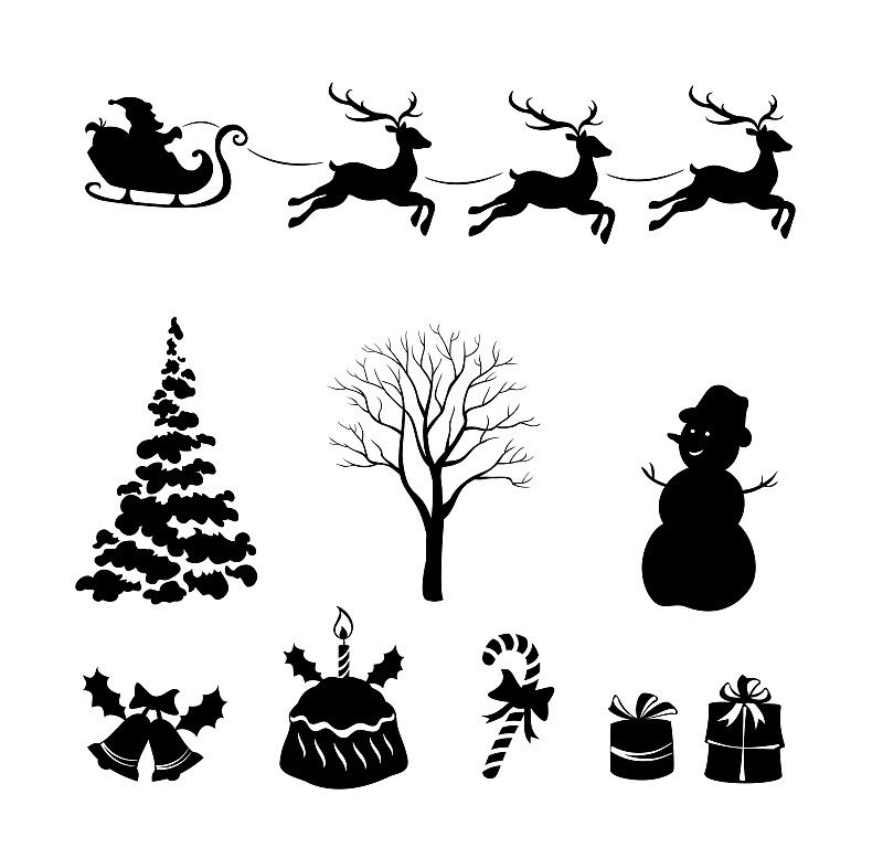 绘画插图,水平画幅,甘蔗糖,无人,符号,圣诞老人,圣诞树,组物体,计算机制图