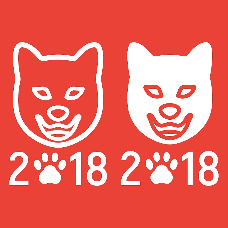 狗,矢量,符号,十二生肖,图标,2018,标志,红色背景,数码图形