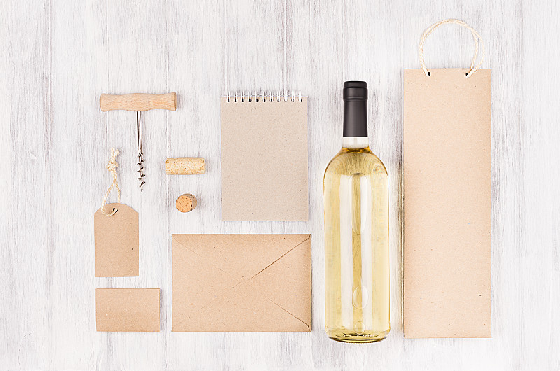 模板,白色,瓶子,柔和,身份,商务,木制,酒瓶,背景,白葡萄酒
