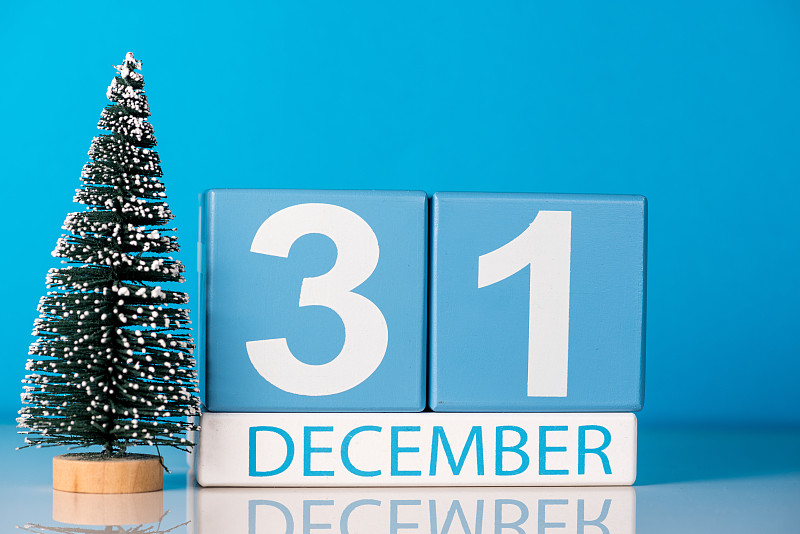 新年前夕,冬天,圣诞树,日历,白昼,蓝色背景,月,小的,圣马洛