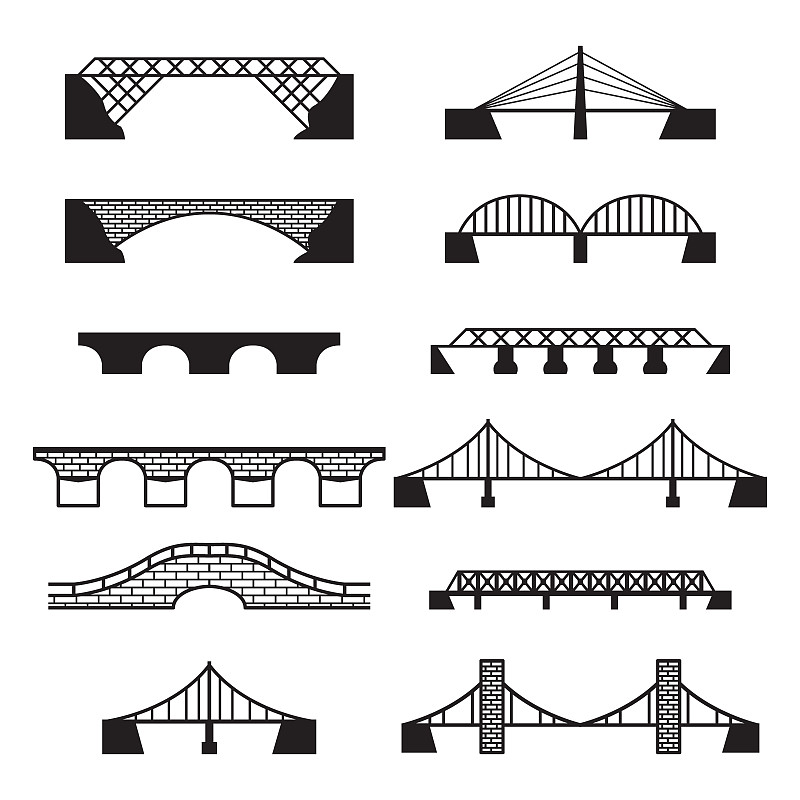 桥,矢量,计算机图标,电缆,纪念碑,水,无人,绘画插图,符号,组物体