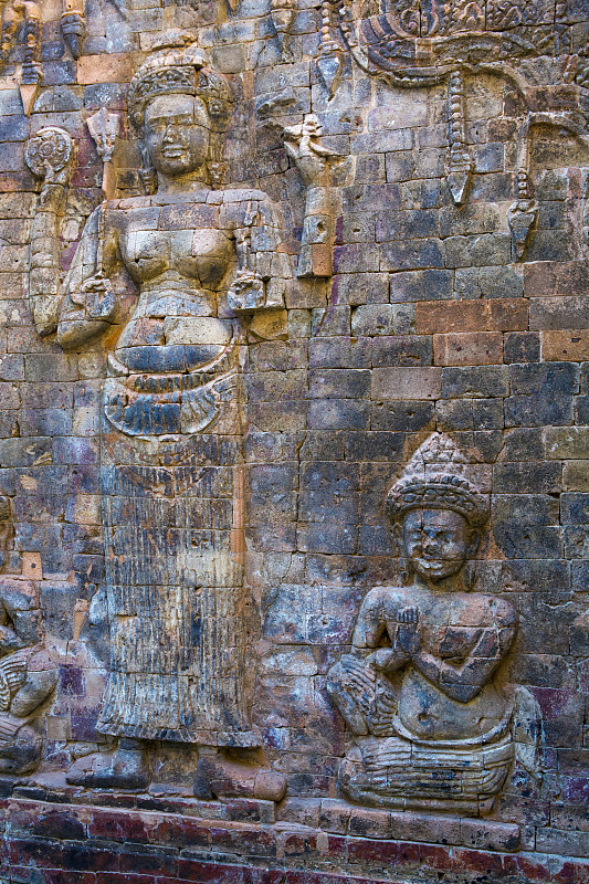 柬埔寨,雕刻物,寺庙,围墙,石材,暹粒,式样,世纪,笔迹,特写