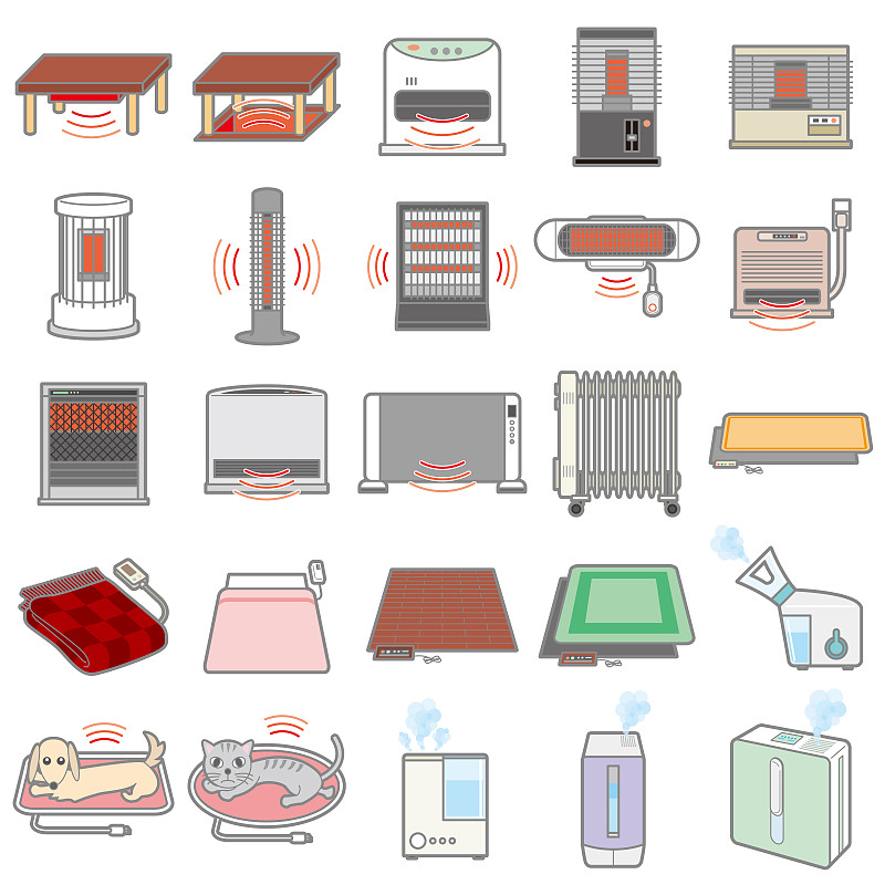 用具,绘画插图,冬天,电,多样,电热毯,炬燵,加湿器,哮喘吸入器,电子商店