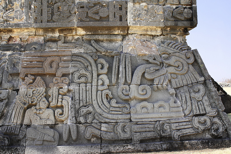 浮雕雕刻,神,羽蛇神,索奇卡尔克,墨西哥,重新扫描,古代文明,宇蛇神庙,水平画幅,传统