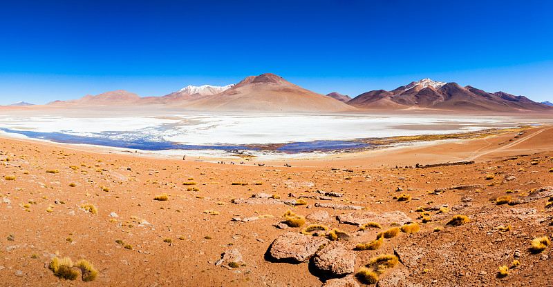 湖,玻利维亚,阿尔蒂普拉诺山脉,南美,水,天空,雪,美洲,盐