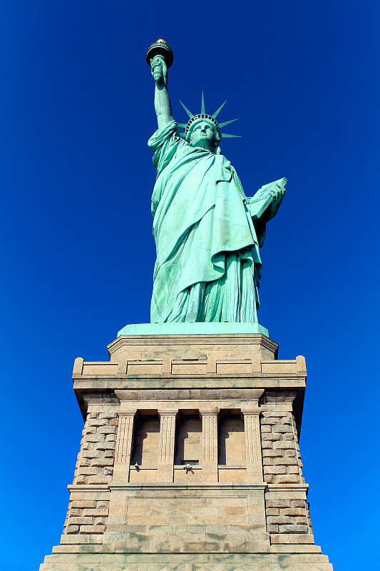 自由女神像,天空,美国,蓝色,纽约,万里无云,雕像,垂直画幅,纪念碑,新的