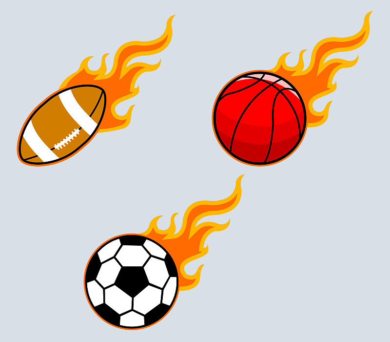 球,运动,火焰,橄榄球,图像特效,水平画幅,足球运动,绘画插图,背景分离,活力