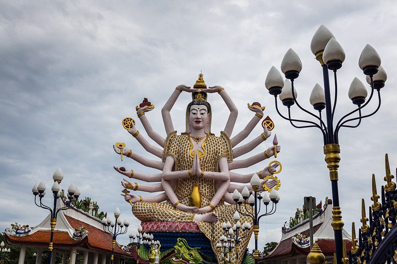 寺庙,泰国,苏梅岛,四臂观音,手,雕像,万伦,18岁到19岁,赏钱