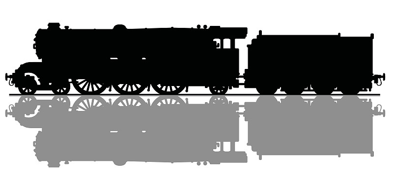 蒸汽机车,古典风格,火车,机车,灰色,水平画幅,无人,绘画插图,全景,古老的