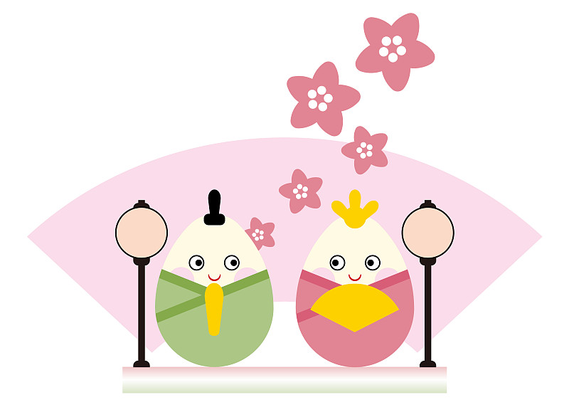 希娜娃娃,椭圆形,扇形,女儿节,传统庆典,留白,水平画幅,绘画插图,日本,女孩