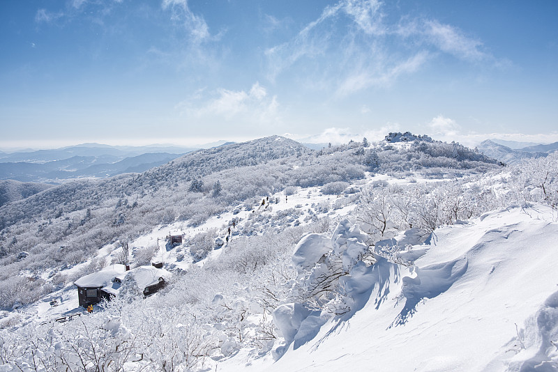 冬天,山,寒冷,水平画幅,雪,穿雪鞋走路运动,户外,徒步旅行,山脉,山脊