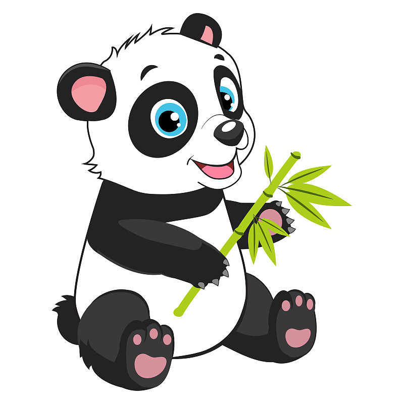 卡通,竹,枝,绘画插图,熊猫,矢量,熊服,做鬼脸,野外动物,分离着色