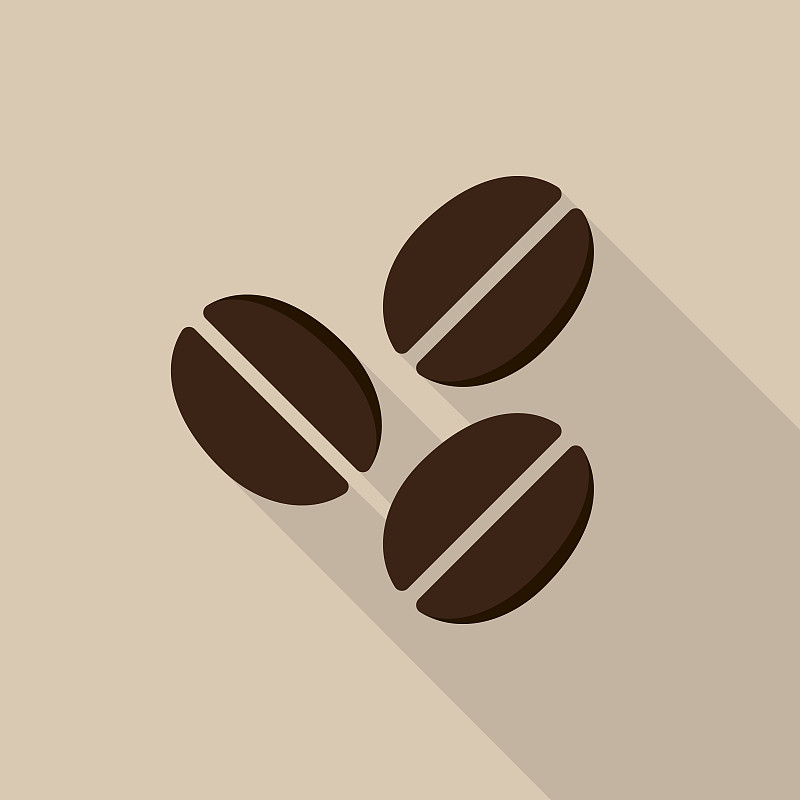 长阴影,计算机图标,扁平化设计,咖啡豆,褐色背景,烤咖啡豆,褐色,咖啡生豆,无人,绘画插图