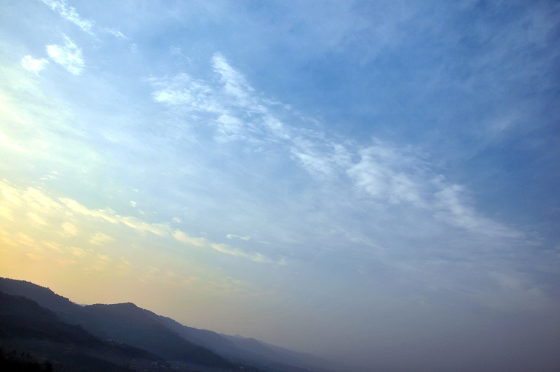 山,龙泉,天空,留白,水稻梯田,明亮,热带气候,著名景点,四川省,风景