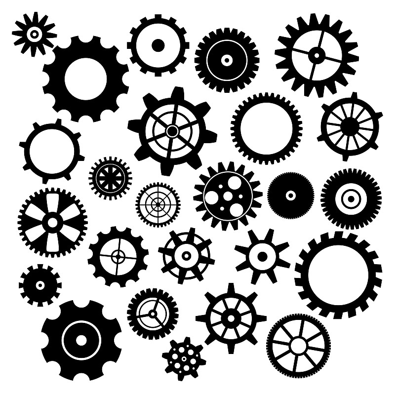 齿轮,计算机图标,圆形,车轮,水平画幅,绘画插图,抽象,古典式,组物体,黑色