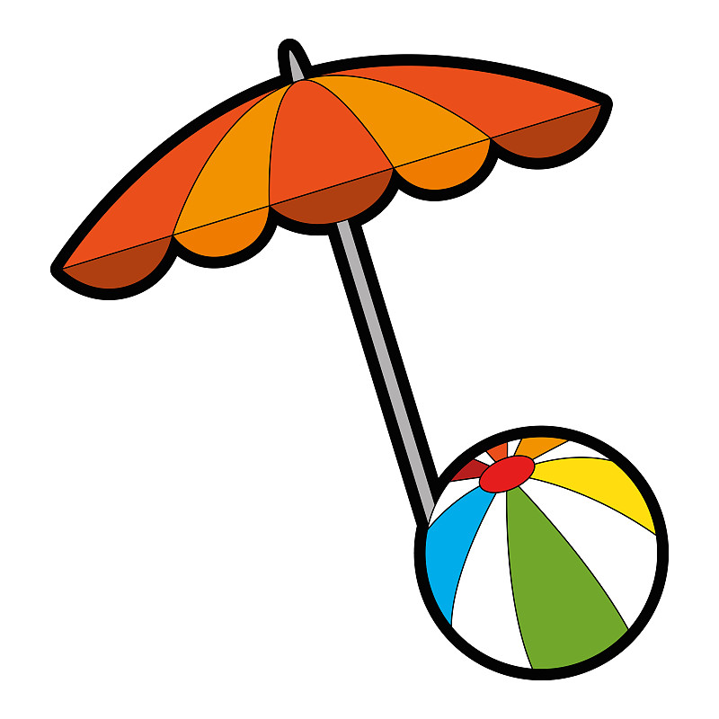 气球,海滩遮阳伞,球,风,度假胜地,纺织品,沙子,无人,绘画插图,夏天